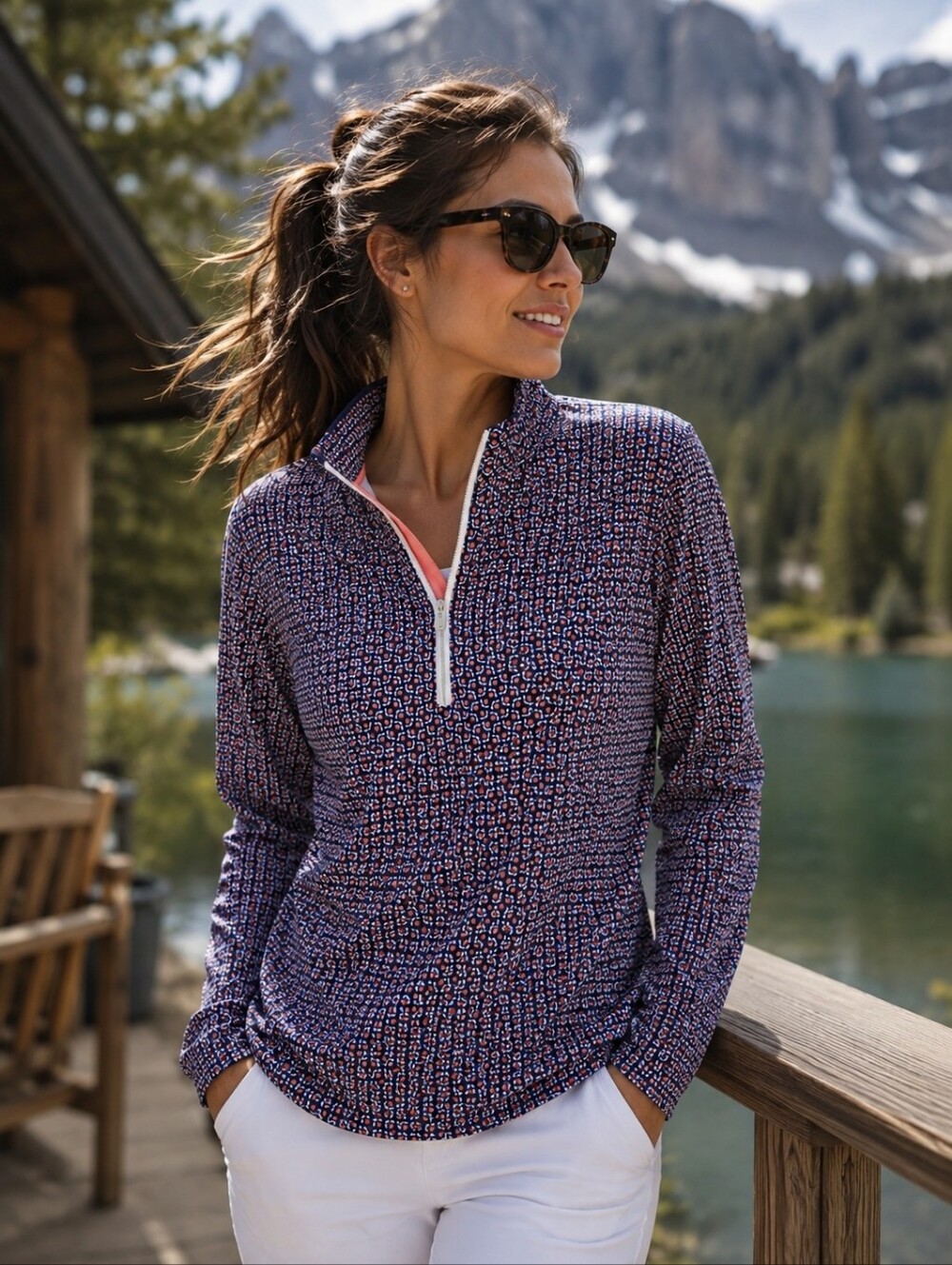 Peter Millar 1/4 Zip Pullover Floral Print UPF 50+ Golf Top Women’s Small